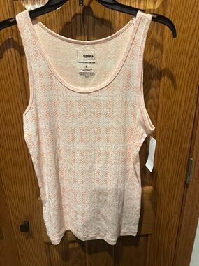 Sonoma Everyday Rib Tank Size Large New NWT Peach White Sz L
